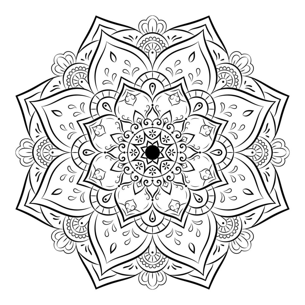 Mandala Hintergrund Malvorlagen, Muster Blume mit schwarzer Farbe. vektor
