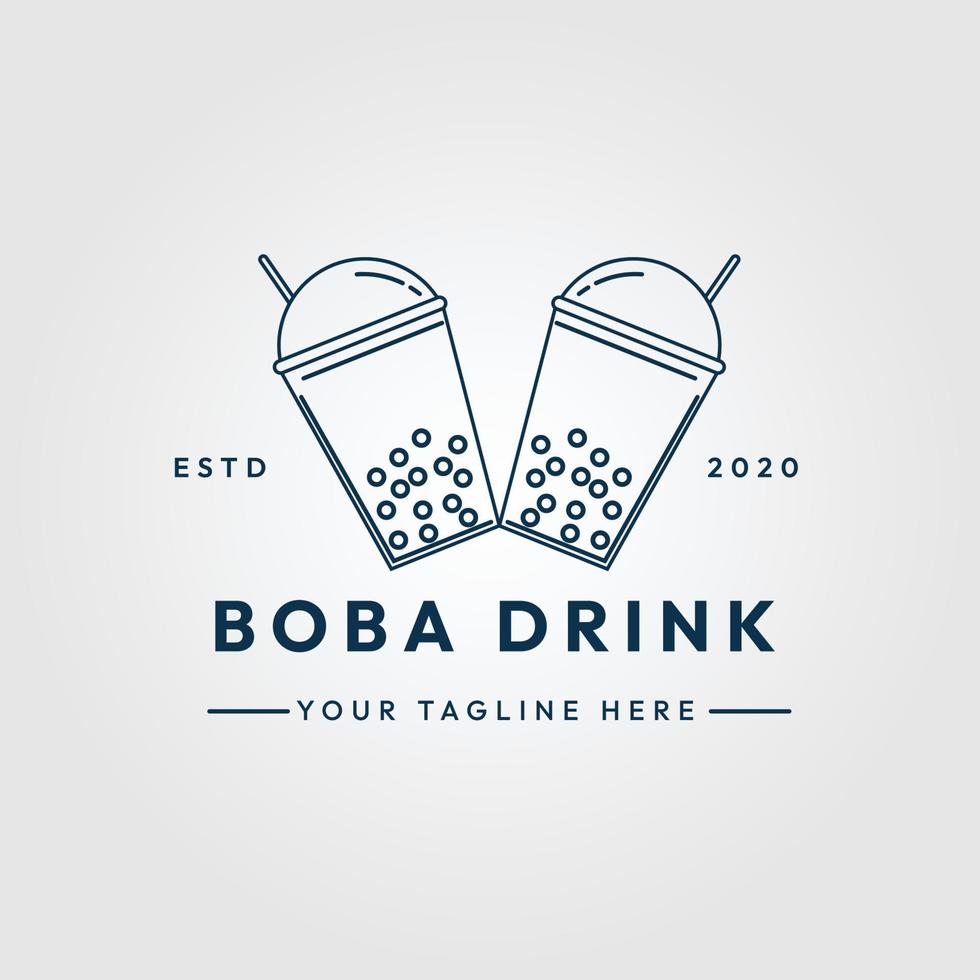 boba drink line art logotyp, ikon och symbol vektor illustration design