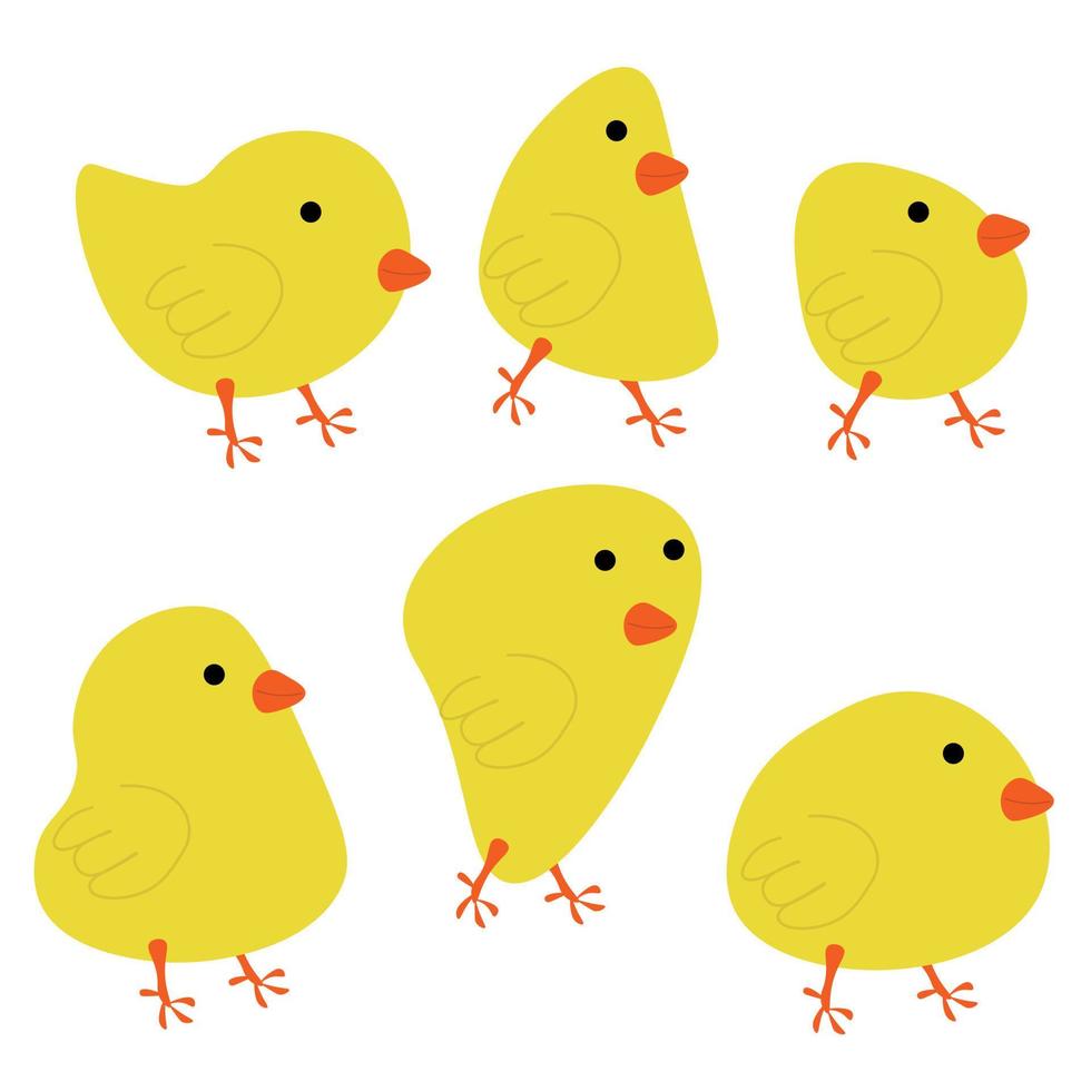 Ostern-Küken-Clipart-Set, helle Vögel für festliches Design vektor