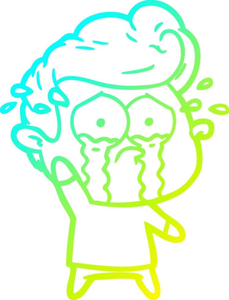 Kalte Gradientenlinie Zeichnung Cartoon weinender Mann vektor