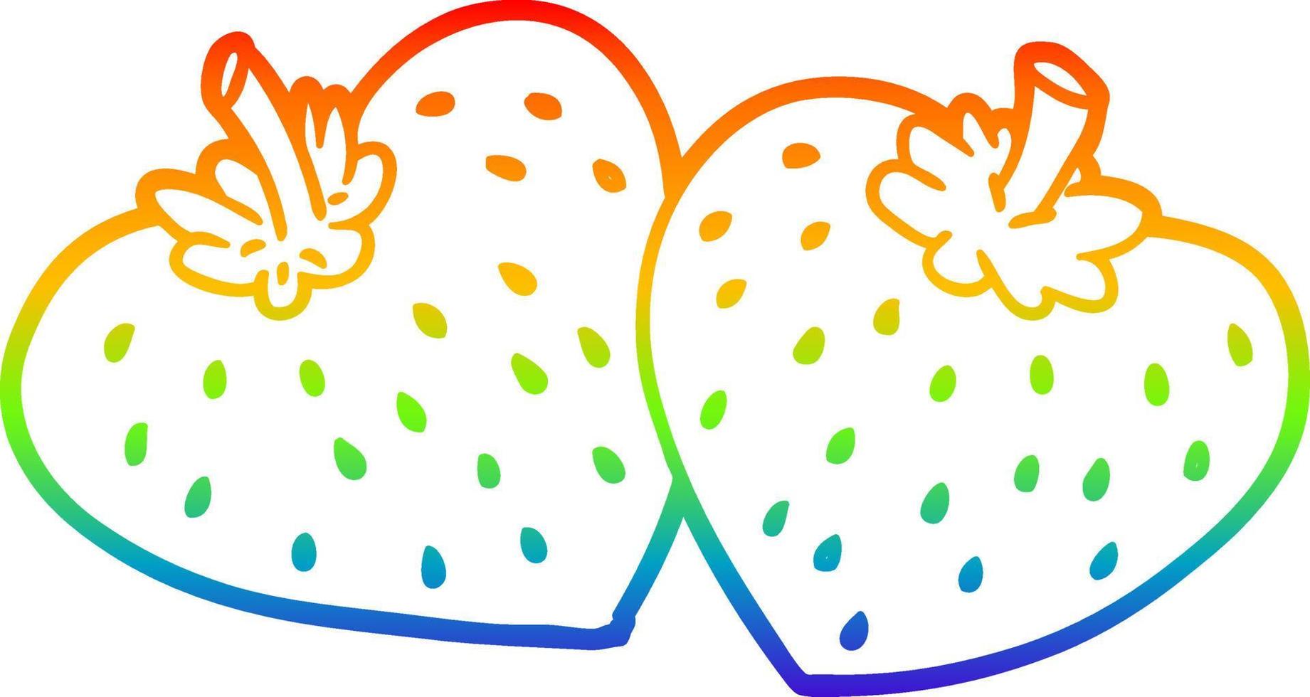 regnbågsgradient linjeteckning tecknade jordgubbar vektor