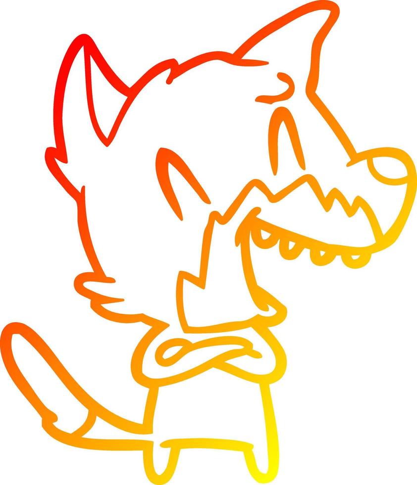 warme Gradientenlinie Zeichnung lachender Fuchs Cartoon vektor