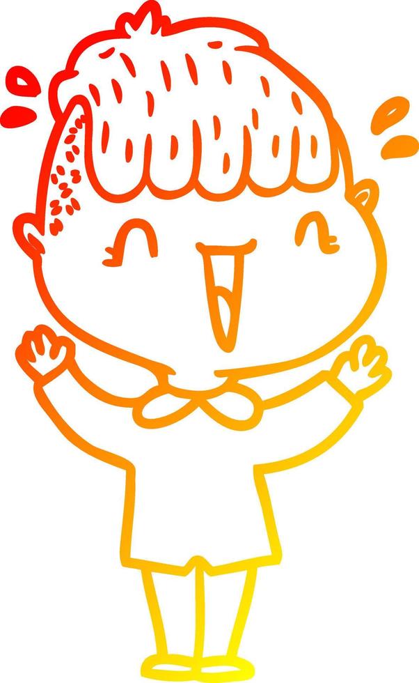 Warme Gradientenlinie Zeichnung Cartoon glücklicher Junge überrascht vektor