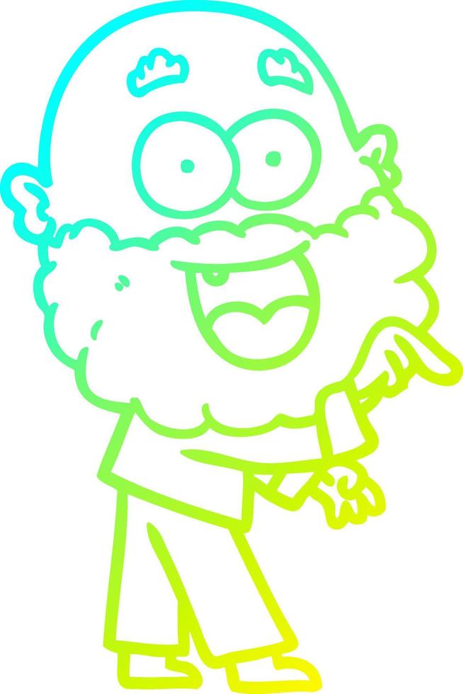 Kalte Gradientenlinie Zeichnung Cartoon verrückter glücklicher Mann mit Bart vektor
