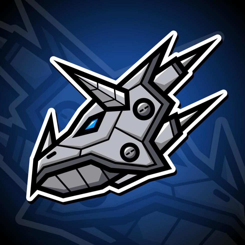 Illustration Vektorgrafik Zeichentrickfigur von Roboter-Triceratops im Esport-Logo-Stil. vektor