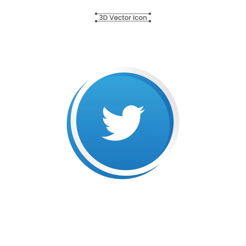 3d Twitter ikon vektor illustration