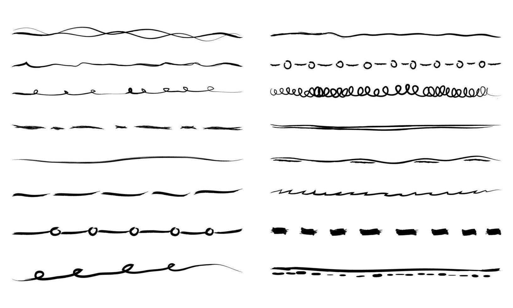 Satz von handgezeichneten Linien. Doodle-Designelement mit Unterstreichung, Scribble, Swashes, Swoops. Strudel. Vektor-Illustration vektor