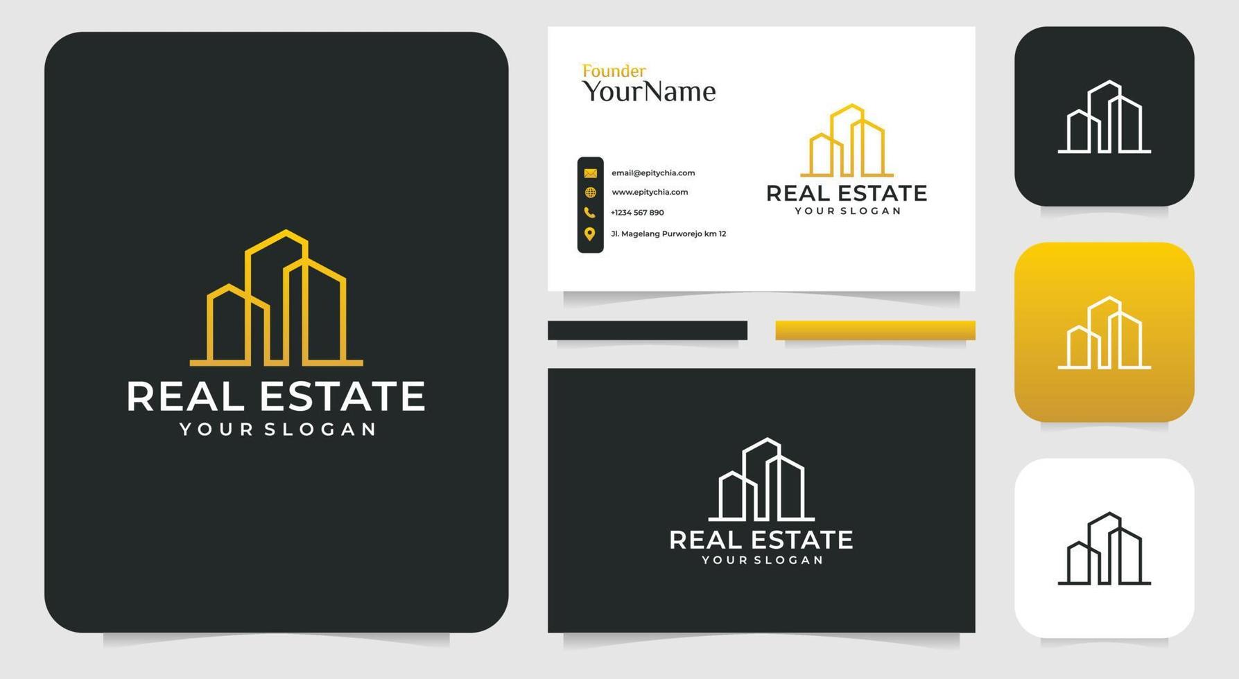 inspirierendes Logo-Designpaket für Immobiliengebäude vektor
