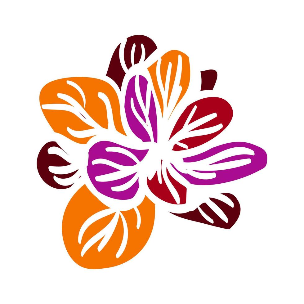 vektor färgrik illustration av kronblad blomma isolerat på vit bakgrund