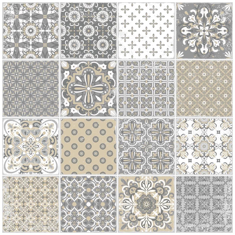 traditionelle verzierte portugiesische fliesen azulejos. Vintage-Muster für Textildesign. vektor