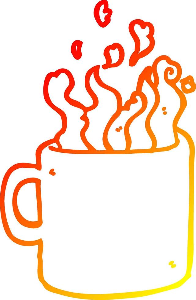 warme Gradientenlinie Zeichnung Cartoon heiße Tasse Kaffee vektor