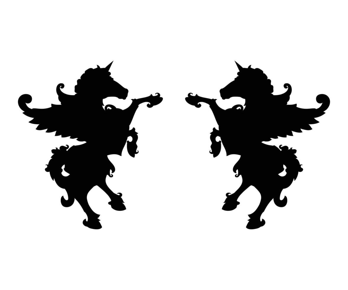 Pegasus-Pferd mit Flügelvektor. Silhouette Pegasus-Pferd mit Flügeln Vektorvorlage vektor