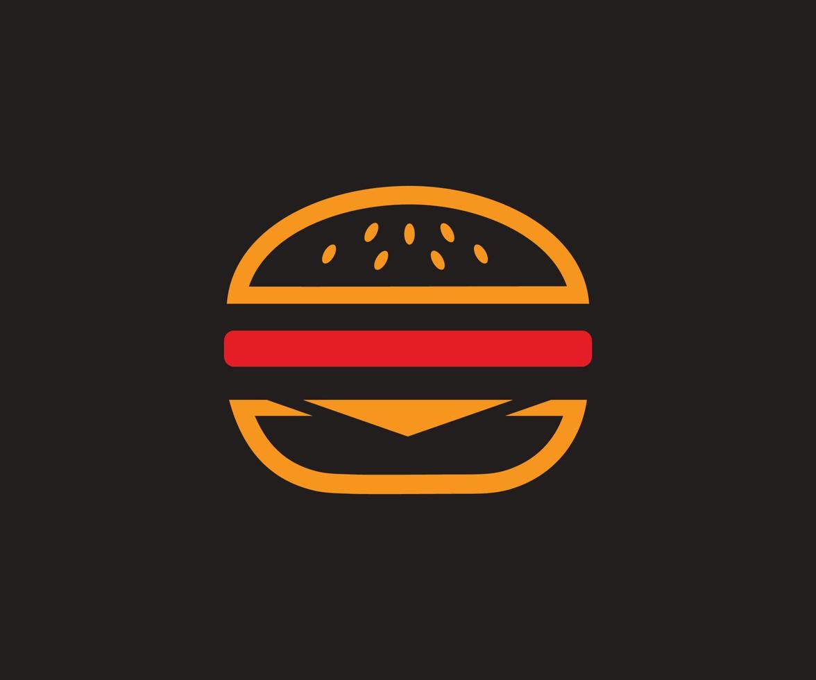 Burger-Symbolvektor. Hamburger-Icon-Vektor isoliert auf schwarzem Hintergrund. vektor