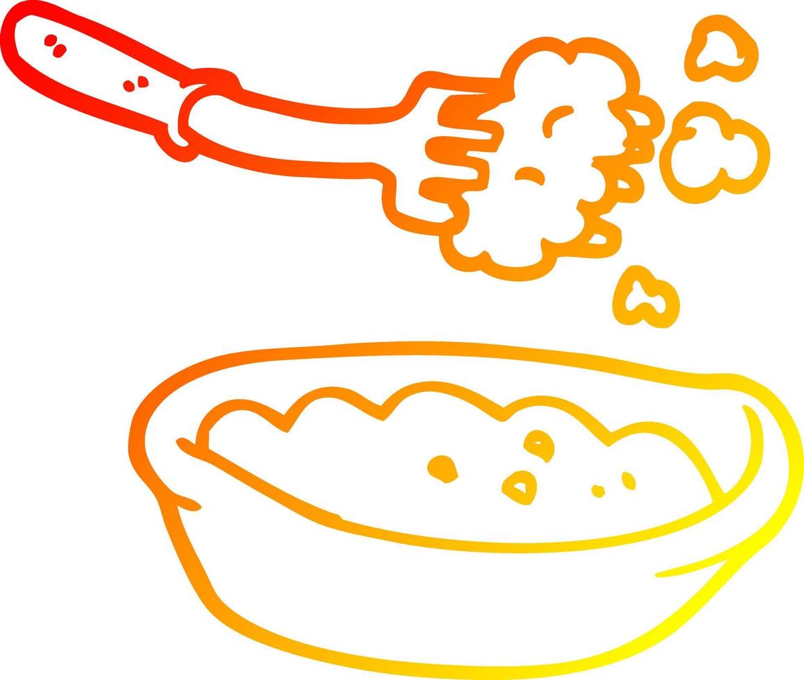 värma lutning linje teckning tecknad serie skål av mat vektor