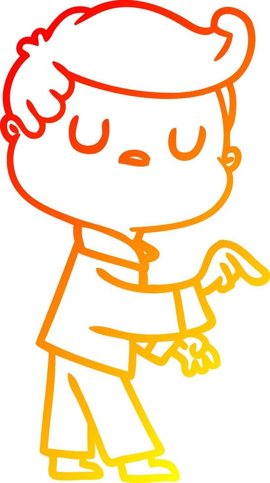Warme Gradientenlinie Zeichnung Cartoon distanzierter Mann, der mit dem Finger zeigt vektor