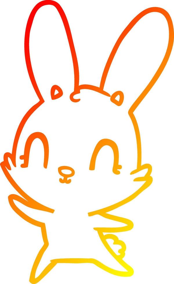 varm lutning linjeteckning söt tecknad kanin dans vektor
