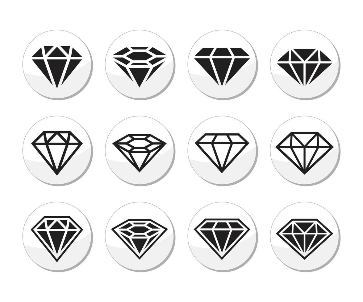 Diamant-Icon-Set. set vektor diamanten vektorsammlung.