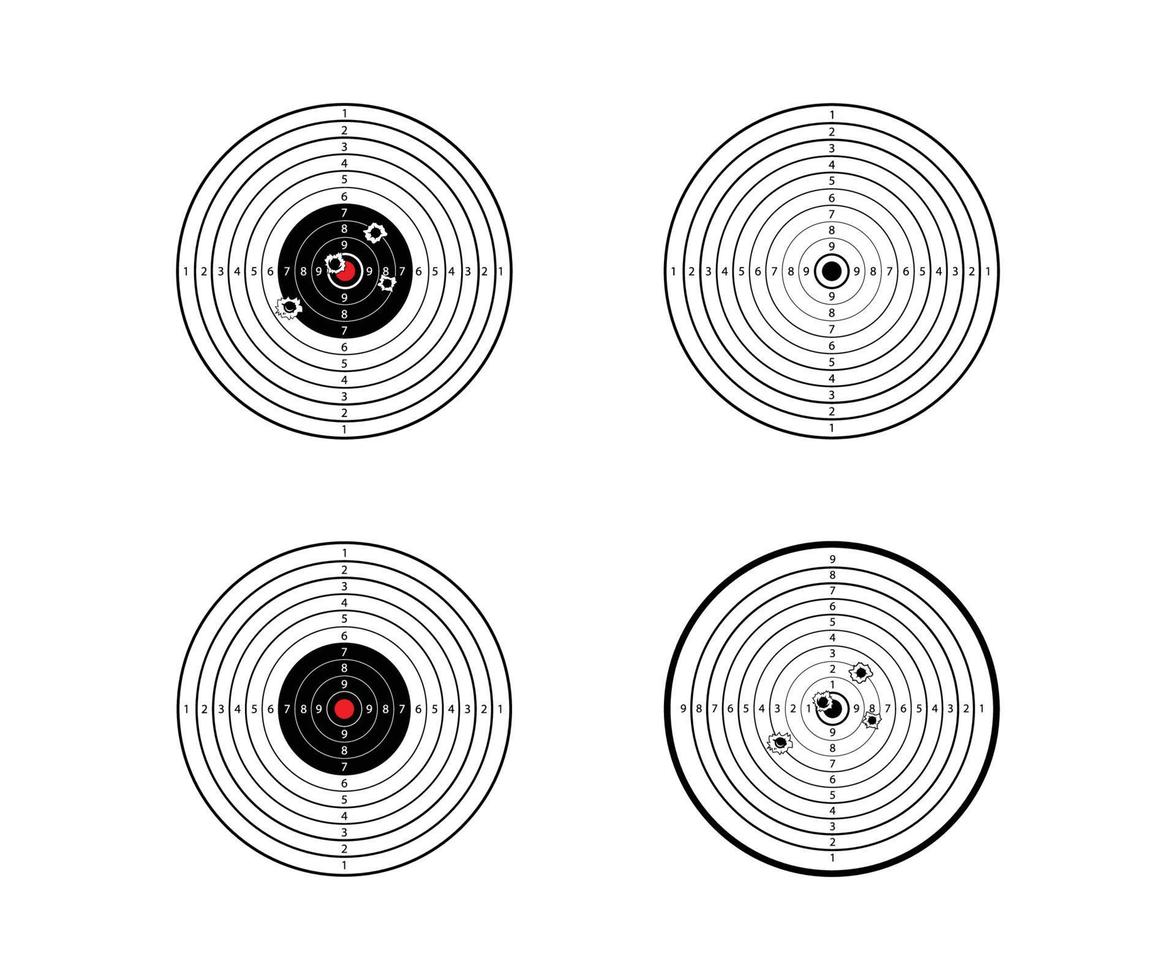Zielschießen-Icon-Vektor mit roter Mitte, Zielvektor schießen. vektor