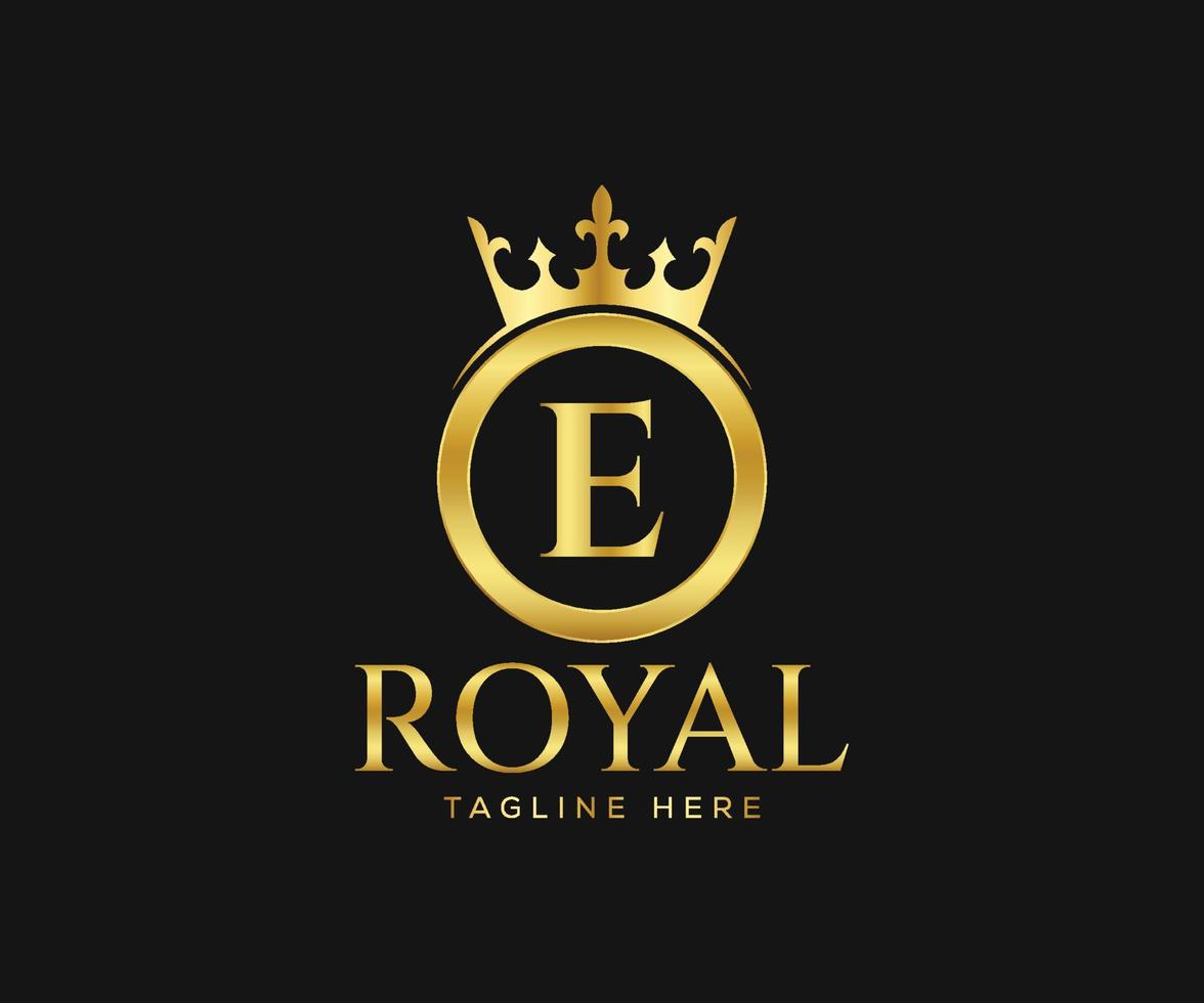 luxuriöses königliches Logo-Design. buchstabe e-logo-design-vorlage. vektor