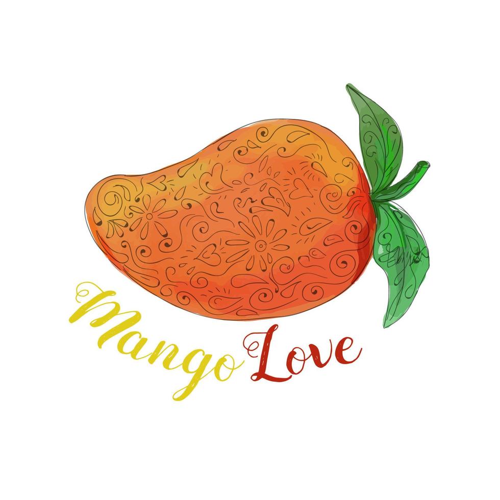 mango kärlek frukt vattenfärg mandala vektor