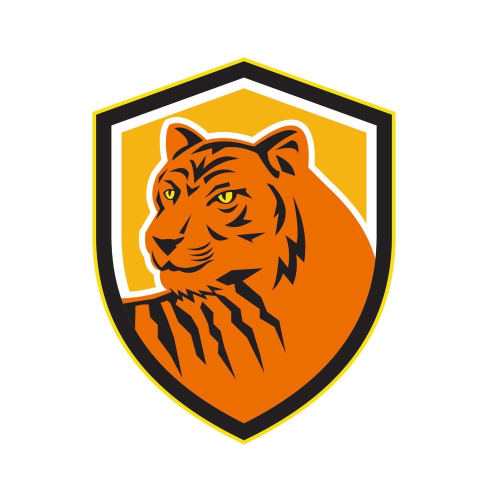 Tigerkopf vorne Wappen Retro vektor