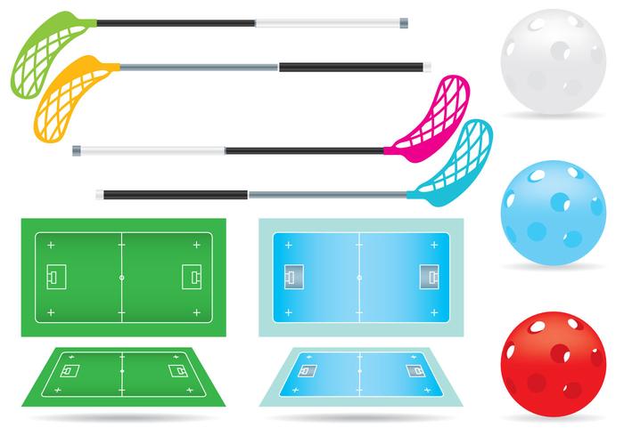 Vector Floorball Court und Gegenstände