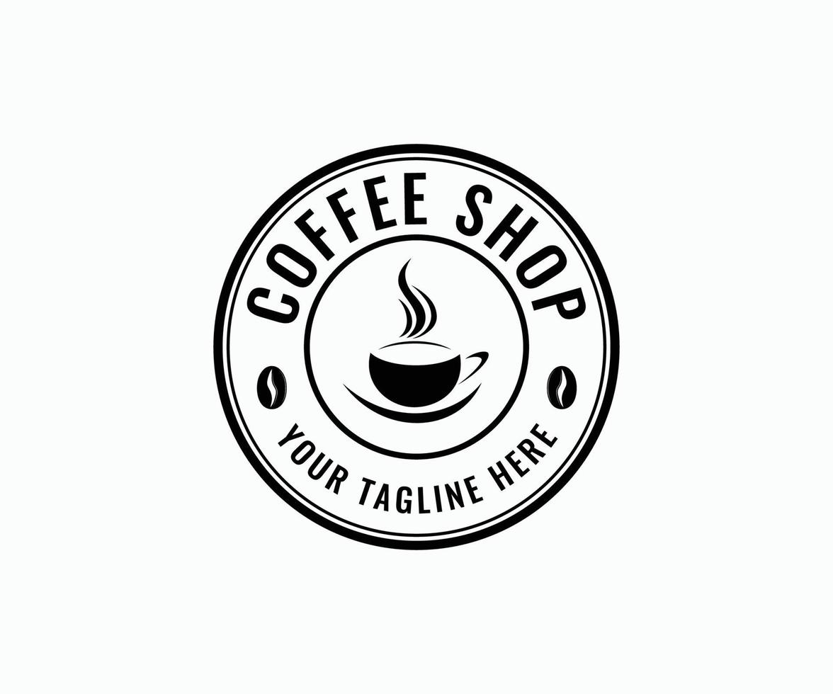 Retro-Vintage-Kaffee-Logo-Vorlage. Kaffee-Logo oder Etikett. Menüdesign für Café und Restaurant. vektor