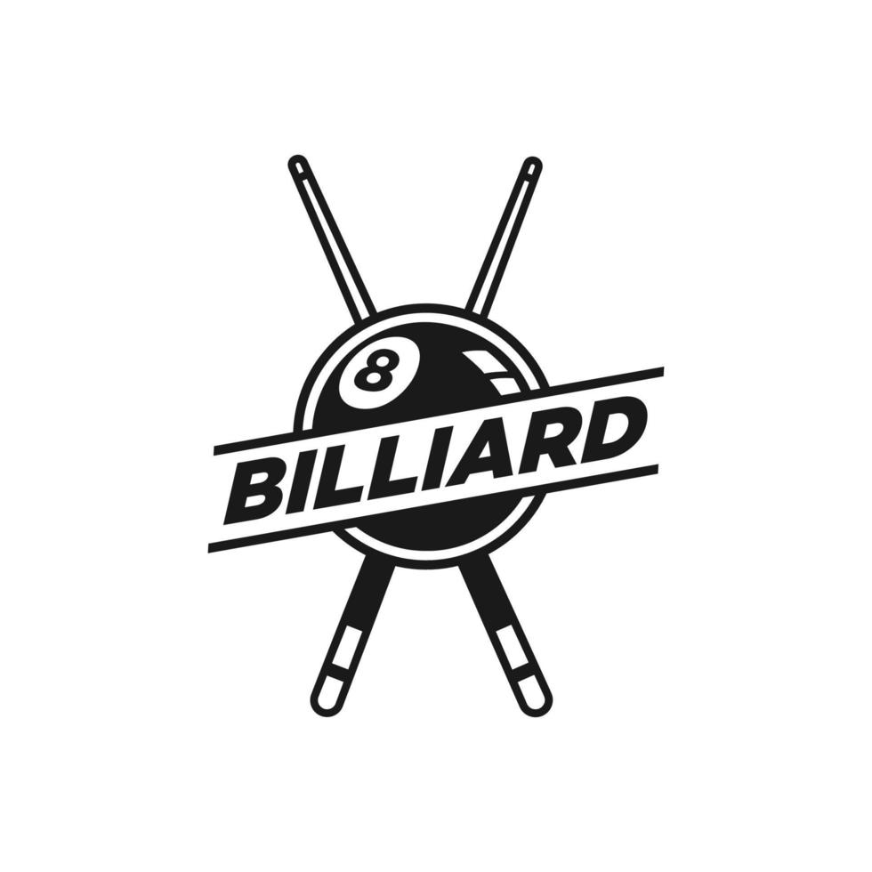 biljard logotyp design vektor. sport etiketter för biljardrum. biljard klubb logotyp mall.print vektor