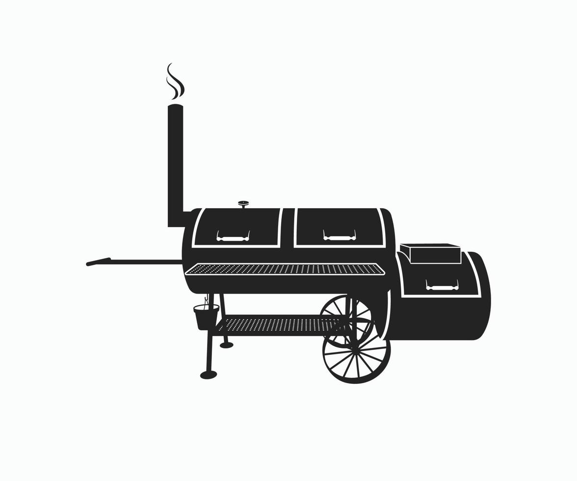 träkol bbq grill rökare årgång logotyp ikon vektor mall.