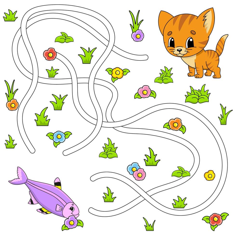 lustiges Labyrinth für Kinder. Puzzle für Kinder. Zeichentrickfigur. Labyrinth Rätsel. Farbvektorillustration. den richtigen Weg finden. vektor