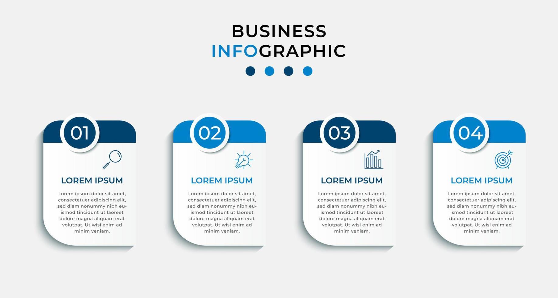 Vektor-Infografik-Design-Geschäftsvorlage mit Symbolen und 4 Optionen oder Schritten. kann für Prozessdiagramme, Präsentationen, Workflow-Layouts, Banner, Flussdiagramme und Infografiken verwendet werden vektor