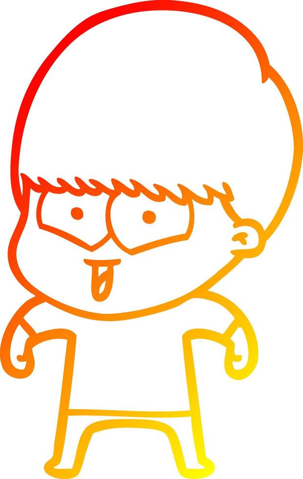 warme Gradientenlinie Zeichnung Cartoon glücklicher Junge vektor