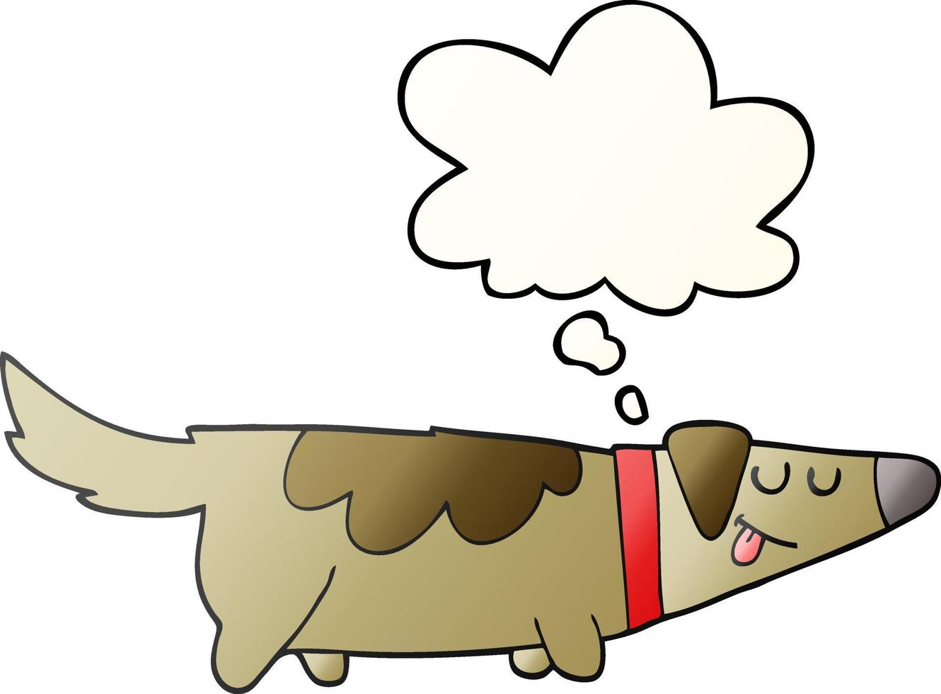 tecknad hund och tankebubbla i slät gradientstil vektor