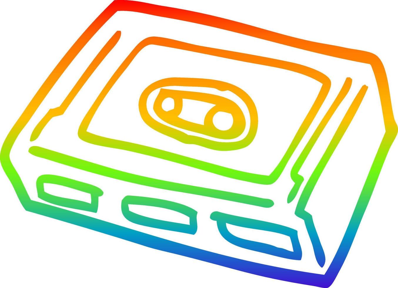 regenbogengradientenlinie zeichnung cartoon retro bandkassette vektor