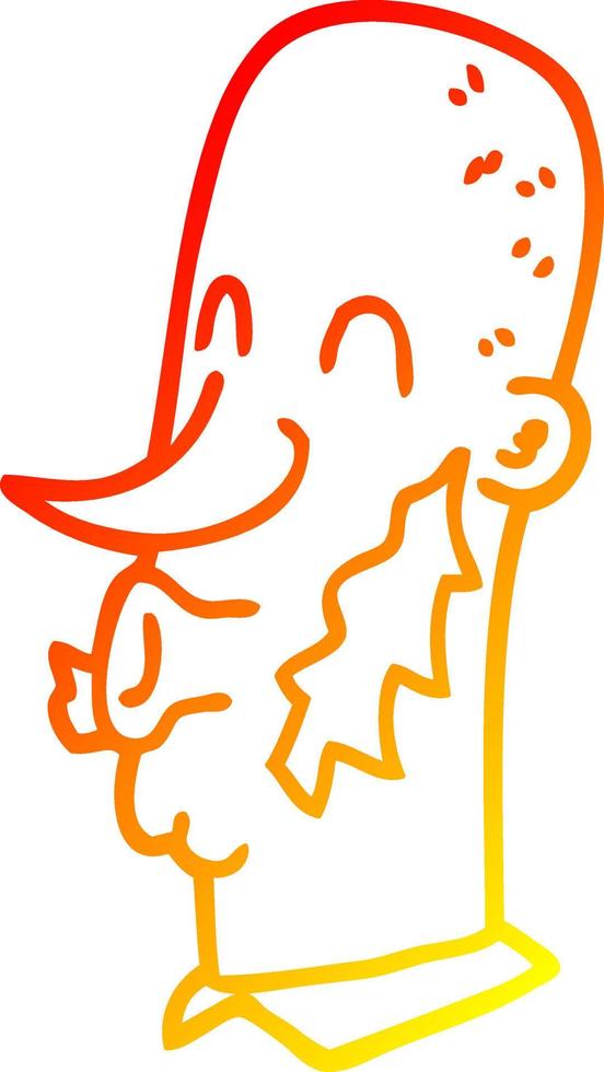 Warme Gradientenlinie Zeichnung Cartoon-Mann mit Hammelkotelett-Gesichtshaar vektor