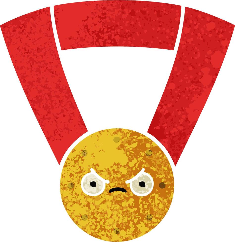 Cartoon-Goldmedaille im Retro-Illustrationsstil vektor