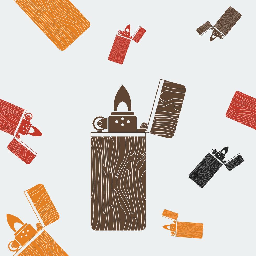 redigerbar platt svartvit trä- tändare vektor illustration i olika färger som sömlös mönster för skapande bakgrund av brinnande aktivitet relaterad design