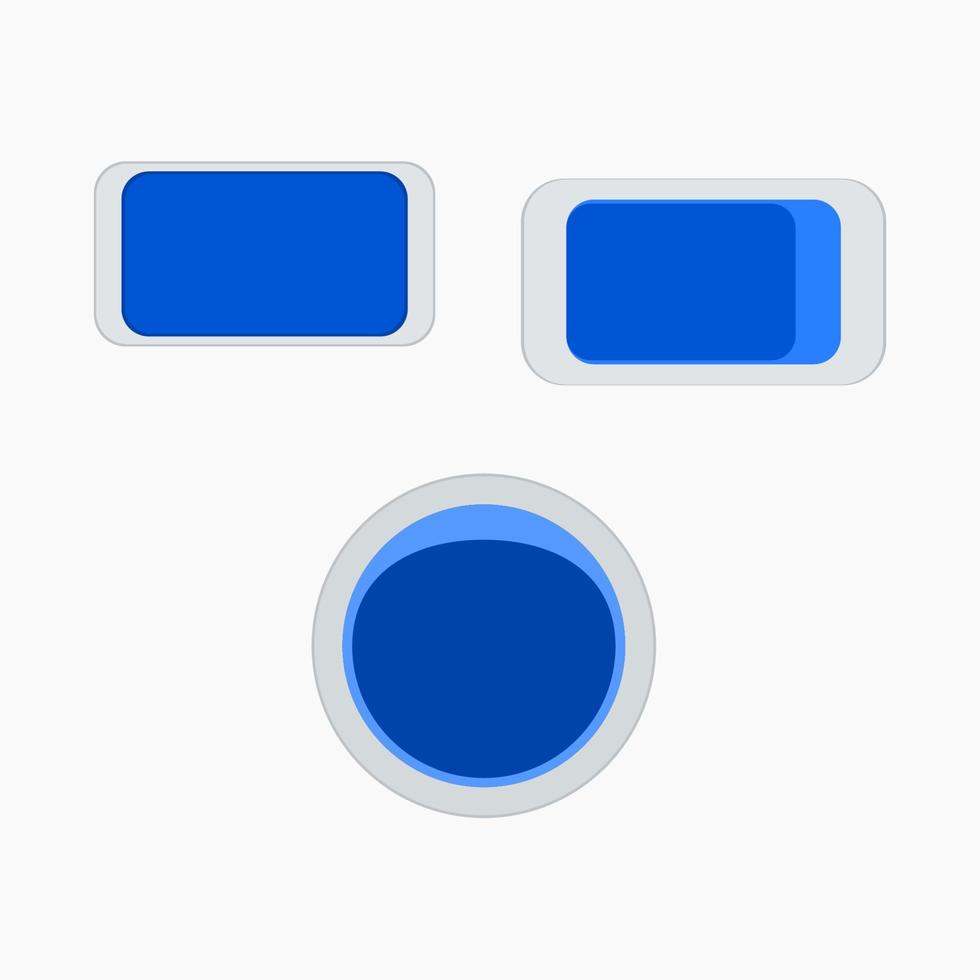 editierbare Vektorsymbole mit drei glänzenden blauen Schaltflächen für zusätzliche Elemente beliebiger Illustrationen vektor