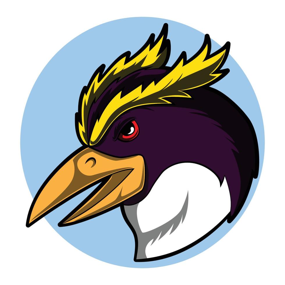 rockhopper pingvin huvud logotyp illustration vektor