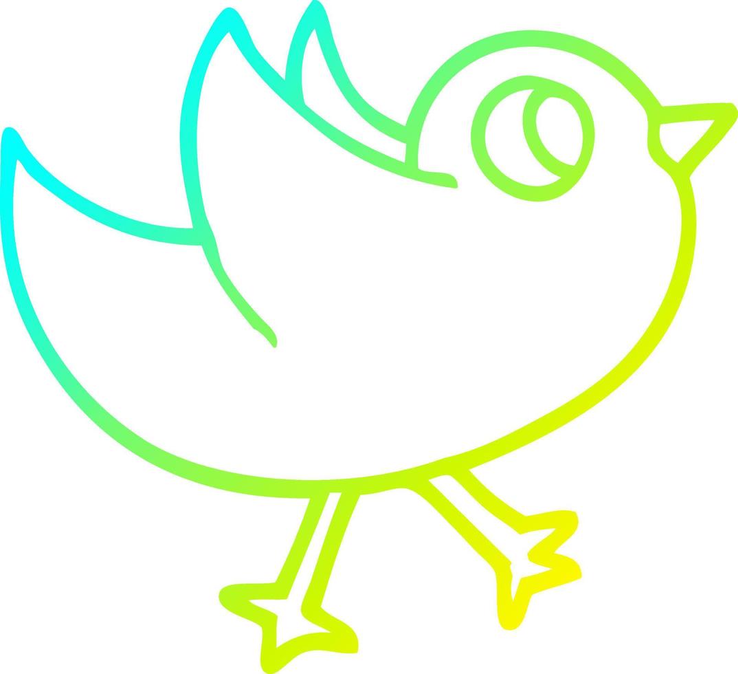 Kalte Gradientenlinie Zeichnung Cartoon-Vogel mit Flügeln vektor