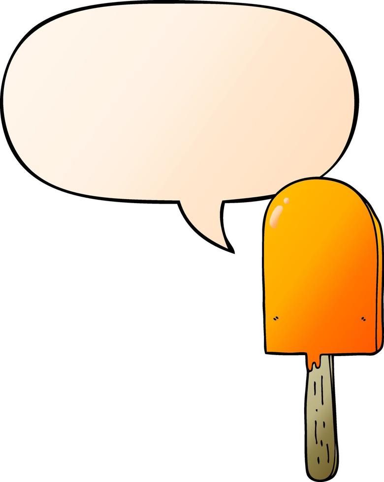 Cartoon-Lollipop und Sprechblase in glattem Farbverlauf vektor