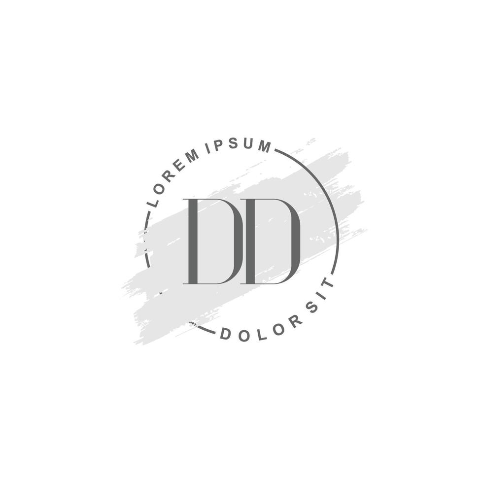 anfängliches dd-minimalistisches logo mit pinsel, anfängliches logo für unterschrift, hochzeit, mode, schönheit und salon. vektor