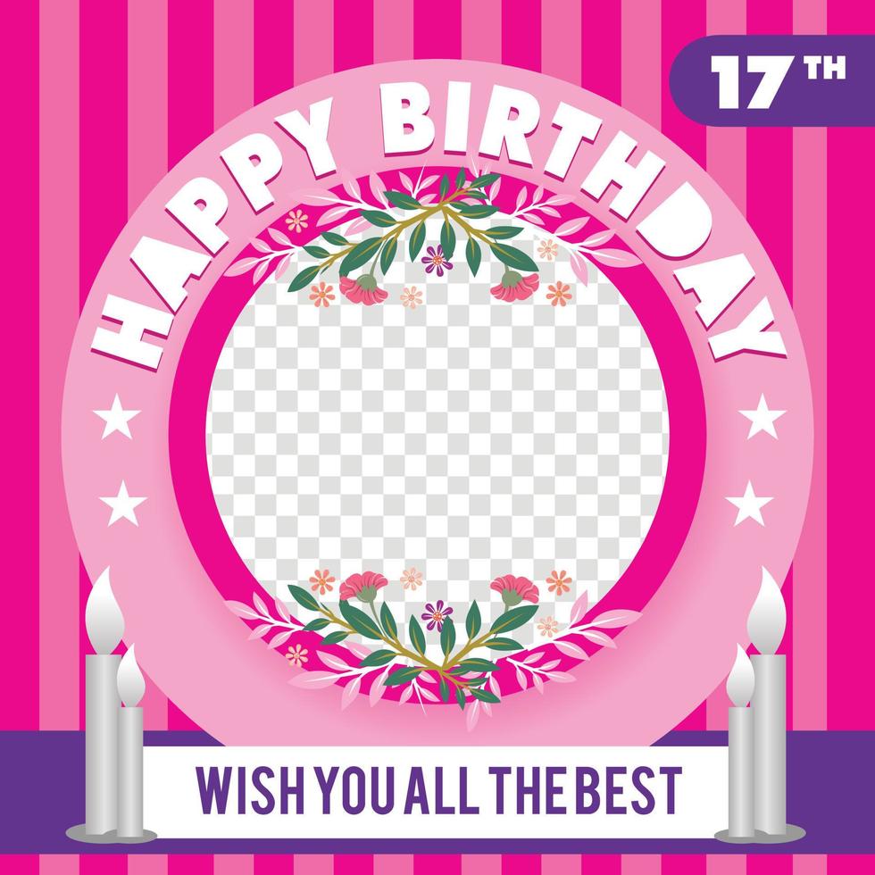 design mall för flicka födelsedag med rosa Färg vektor