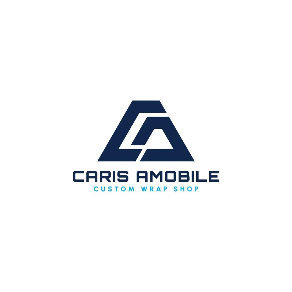 abstrakter Anfangsbuchstabe ca oder ac Logo in blauer Farbe isoliert auf weißem Hintergrund angewendet für individuelles Automotive Wrap Shop Logo auch geeignet für die Marken oder Unternehmen haben den Anfangsnamen ac oder ca. vektor