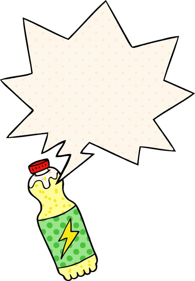 Cartoon-Limo-Flasche und Sprechblase im Comic-Stil vektor