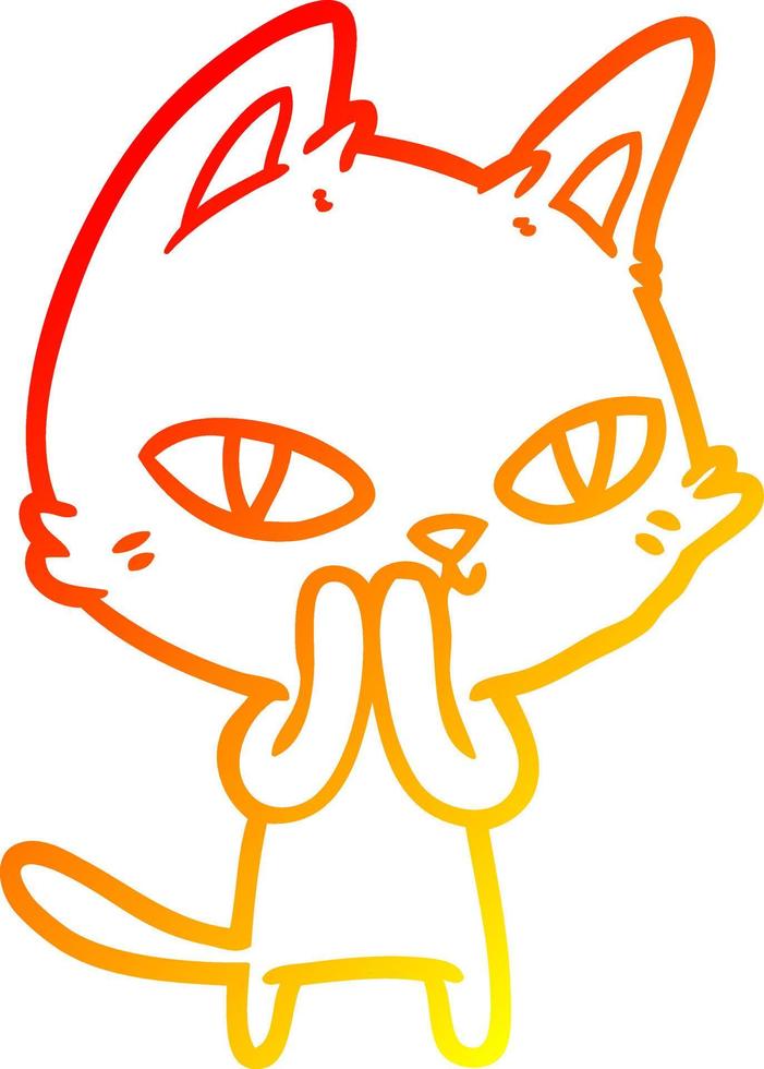 varm gradient linjeteckning tecknad katt stirrar vektor