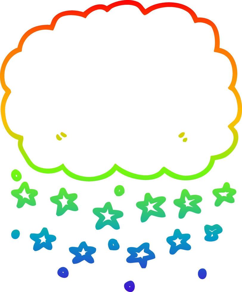 Regenbogen-Gradientenlinie Zeichnung Cartoon-Regenwolke vektor