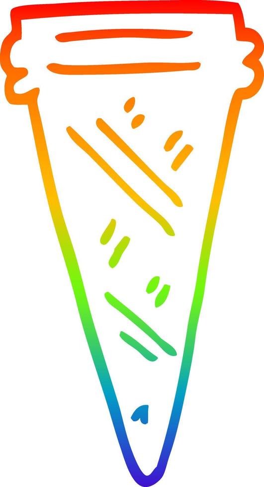 Regenbogen-Gradientenlinie Zeichnung Cartoon-Eistüte vektor