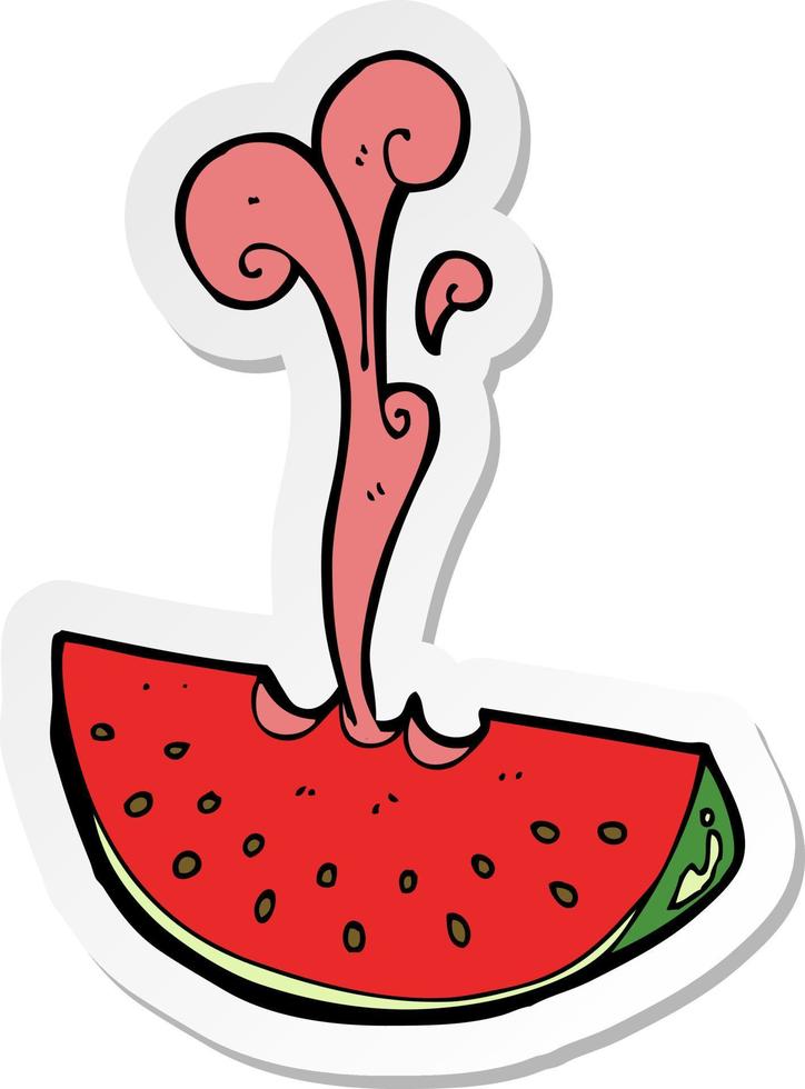 klistermärke av en tecknad serie sprutande vattenmelon vektor