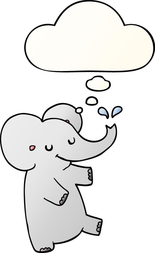 cartoon tanzender elefant und gedankenblase in glattem farbverlauf vektor